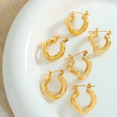 18K Gold-Plated Sculptural Twisted Hoop Earrings