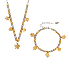 Two-Tone Clover Charm Necklace or Bracelet