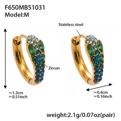 18K Gold-Plated Snake-Design Cubic Zirconia Huggie Earrings