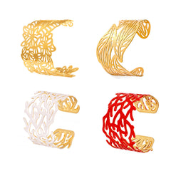 18K Gold-Plated Botanical Openwork Cuff Designs