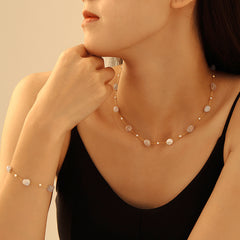 Natural Stone and Faux Pearl Necklace or Bracelet