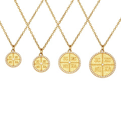 Round Cubic Zirconia Coin Pendant Necklace