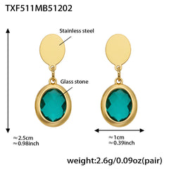 Faceted Oval Glass Stone Necklace, Bracelet & Earrings