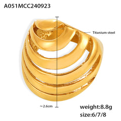 18K Gold-Plated Layered Openwork Statement Ring