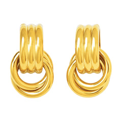 18K Gold-Plated Double Ribbed C-Hoop Earrings