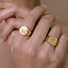 18K Gold-Plated Butterfly Signet Ring Designs