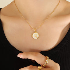 White Shell Zodiac Pendant Necklace