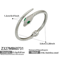 18K Gold-Plated Cubic Zirconia Snake Bangle