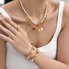18K Gold-Plated Ocean Charm Necklace or Anklet