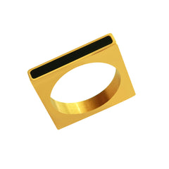 18K Gold-Plated Square Black Accent Ring