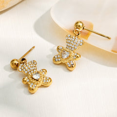 Cubic Zirconia Bear Drop Earrings