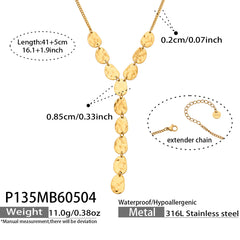 Gold-Tone Hammered Disc Y-Shaped Necklace