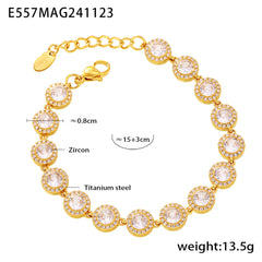 Heart & Round Cubic Zirconia Necklace & Bracelet