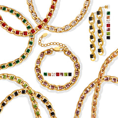 Color Cubic Zirconia Necklace Bracelet and Earrings