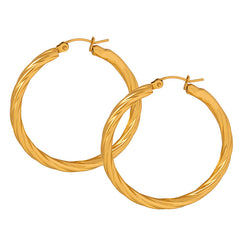 Rounded Statement Stainless Steel Hoop Earrings