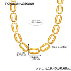 Polished Rectangle Link Necklace and Bracelet