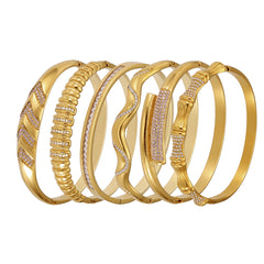 18K Gold-Plated Geometric Cubic Zirconia Bangles