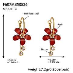Color Resin Flower Drop Earrings