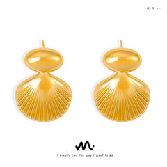 18K Gold-Plated Scallop Shell Stud Earrings