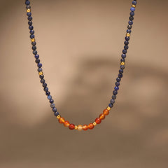 Lapis Lazuli and Red Agate Bead Necklace