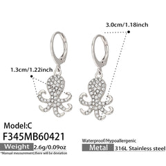18K Gold-Plated Octopus Drop Hoop Earrings