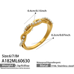 Gold-Tone Pearl-Look Statement Rings