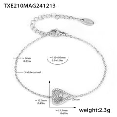 18K Gold-Plated Cubic Zirconia Heart Necklace or Bracelet