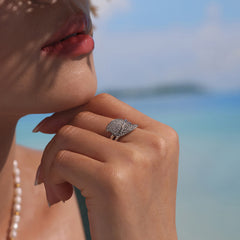 Cubic Zirconia Leaf Open Ring