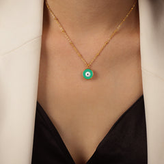 Color Enamel Evil Eye Pendant Necklace