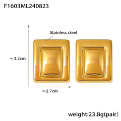 Rectangular Two-Tone Stud Earrings