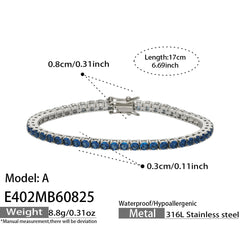 Cubic Zirconia Stainless Steel Tennis Bracelets