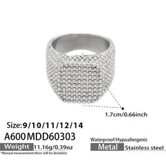 Textured Wide Stainless Steel Band Rings