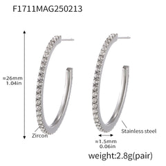 Cubic Zirconia Open Hoop Earrings