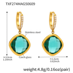 Faceted Color Stone Drop Earrings