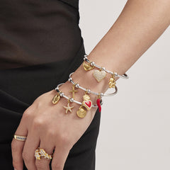 Heart or Starfish Charm Cuff Bracelet