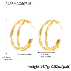 Twisted Double-Line Hoop Earrings
