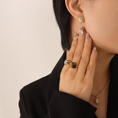 Oval Stone-Look Necklace or Earrings