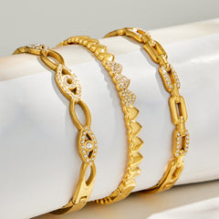 Cubic Zirconia Geometric Detail Bangle Bracelets