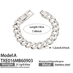 Cubic Zirconia Cuban Link Necklace or Bracelet