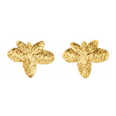 18K Gold-Plated Hammered Flower Stud Earrings