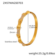 18K Gold-Plated Geometric Cubic Zirconia Bangles