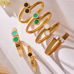 Round Accent and Shell Bangle Designs
