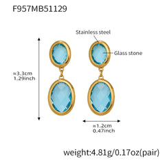 Faceted Oval Glass Drop Earrings