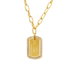Sparkling Border Tag Long Necklace