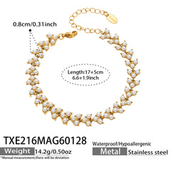 Shell-Pearl Leaf-Design Bracelet