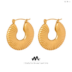 Gold-Tone Ribbed Round Hoop Earrings
