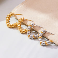 18K Gold-Plated Ribbed Hoop Earrings
