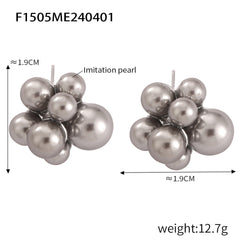 Clustered Shell Pearl-Look Stud Earrings