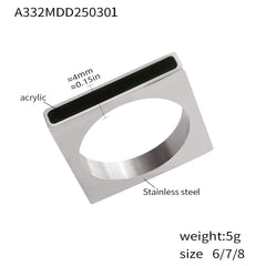 18K Gold-Plated Square Black Accent Ring