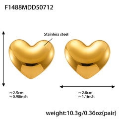 Sculptural Round or Heart Stud Earrings
